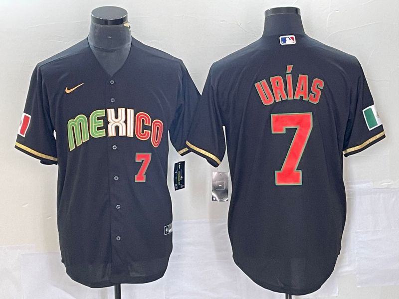 Men 2023 World Cub Mexico #7 Urias Black Nike MLB Jersey style 91836